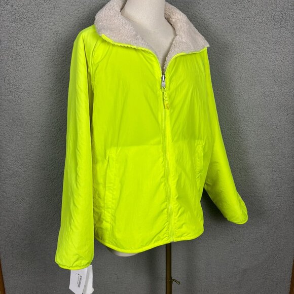 Calvin Klein Women's Reversible Sherpa Neon Yellow Jacket Size XL NWOT's. - Picture 4 of 12